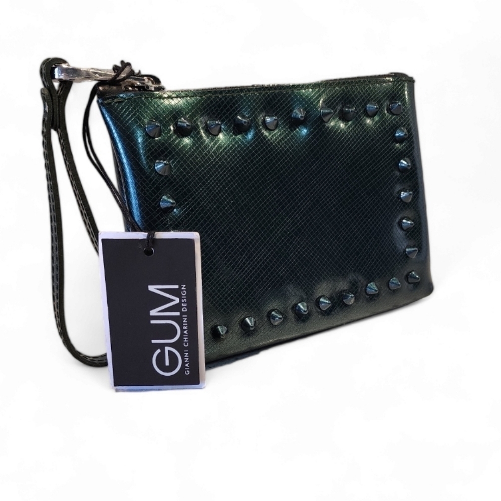 Nwt! Auth! Gianni Chiarini GUM studded wristlet clutch bag